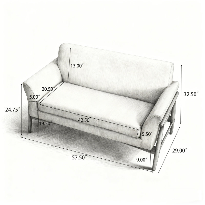 Causeuse à accoudoirs évasés Boucle, Tissu beige