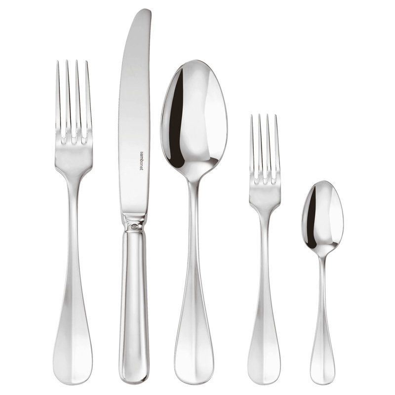 Baguette 5 - Piece Stainless Steel Flatware Set - Service for 1, Mirror Steel