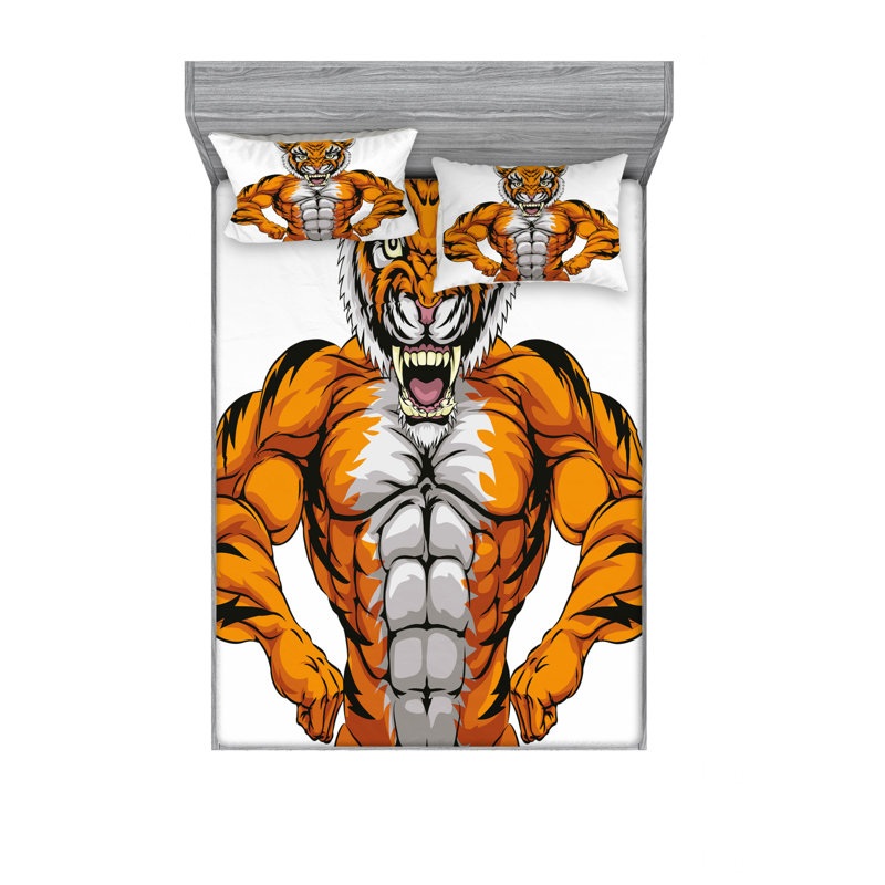 Ensemble de draps tiger safari, Ensemble de drap pour grand lit avec drap-housse