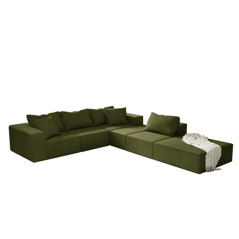 Ensemble de canapé modulaire rembourré Modern, Chenille verte 