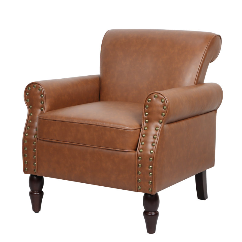 Arian 76Cm Wide Armchair, Brown Faux Leather