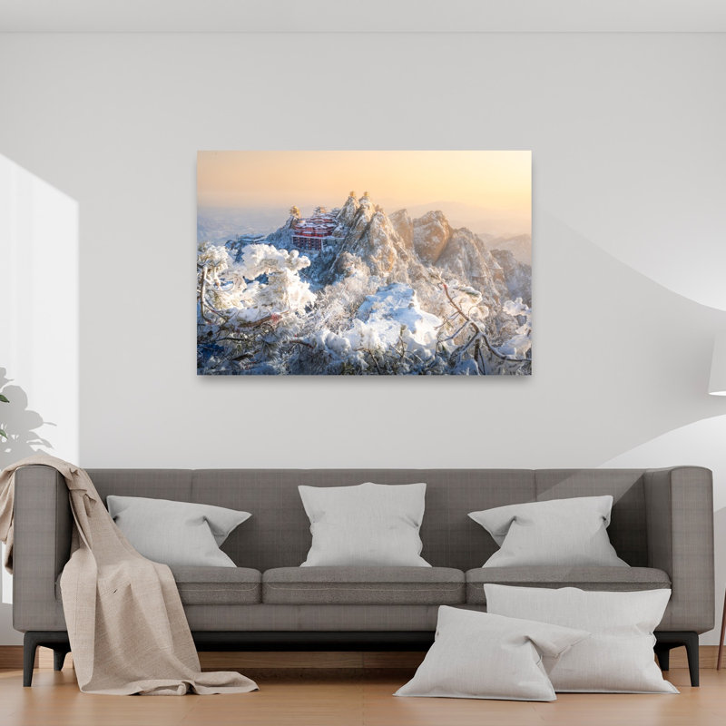 " Winter Mountain Fortress Dramatic Serene Abstract Landscape Mountain Wall Art Print " by Simoon, 40" H x 60" W