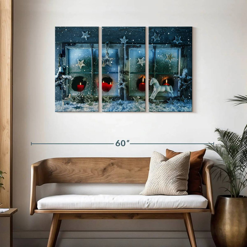 Fenêtre blanche de Noël, H 28 po x l 45 po