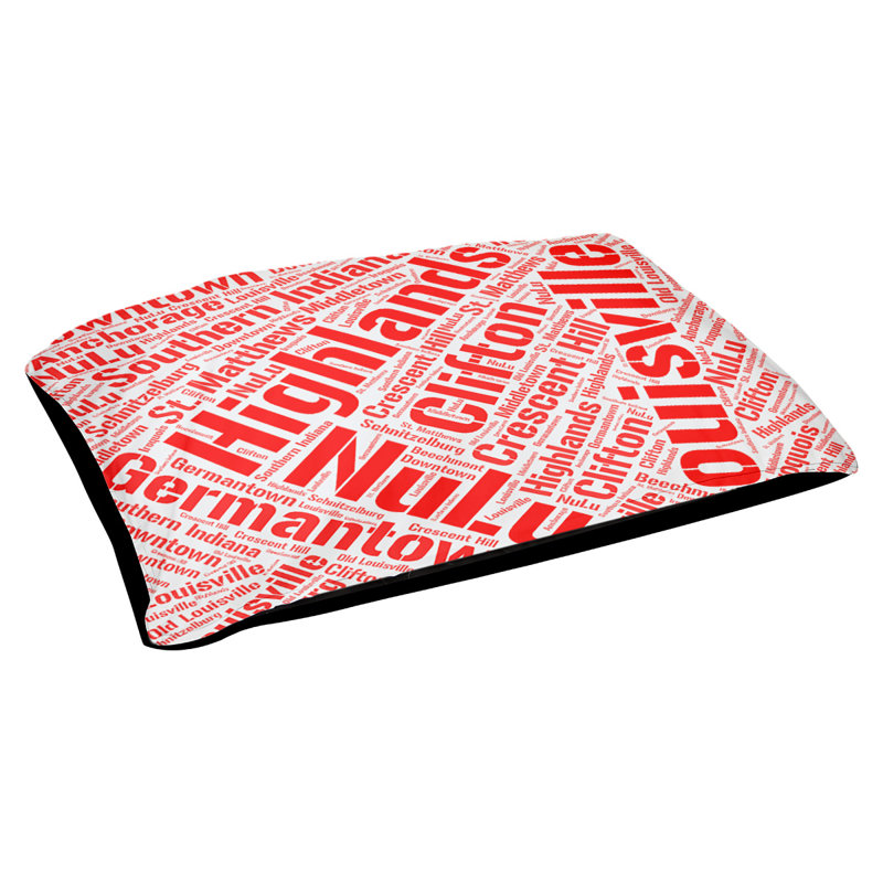 Coussin de chien « districts », Moyen (H 9,5 po x l 28 po x P 18 po), Rouge, Louisville
