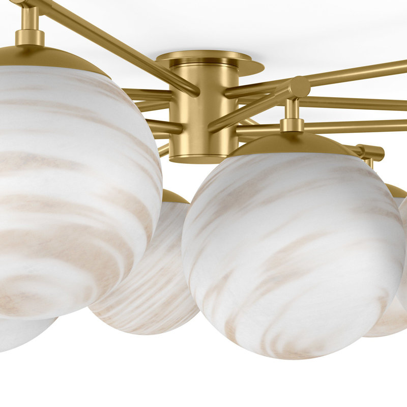 Orion Round Chandelier-Black Gunmetal, Burnished Brass, Cream Marble