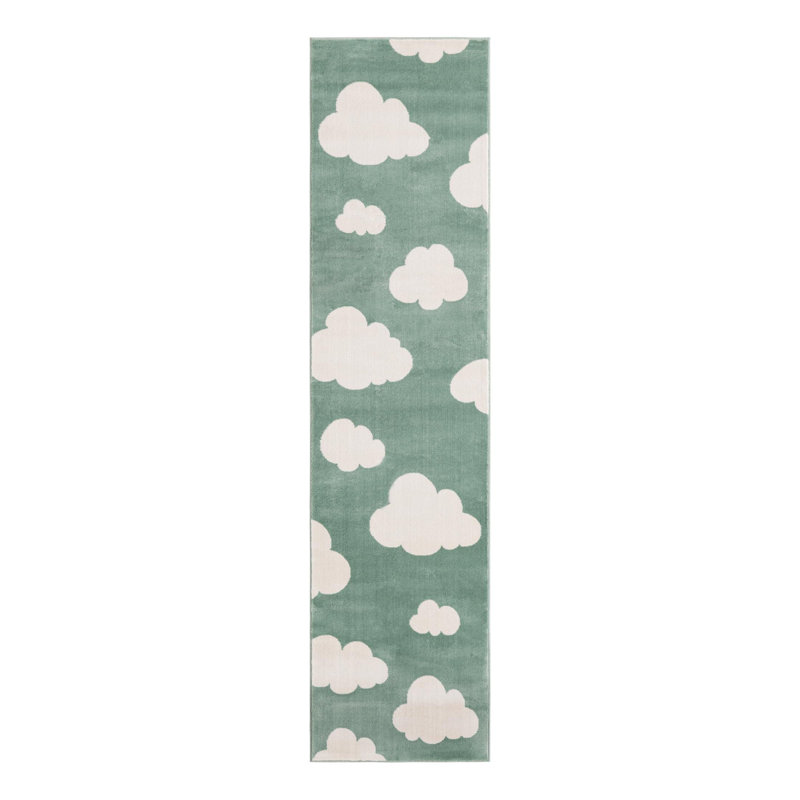 Unique Loom Clouds Whimsy Kids Rug, Runner 2' x 8'