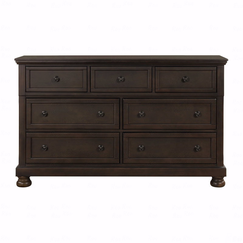 Commode 1Pc de 7 tiroirs au design traditionnel brun