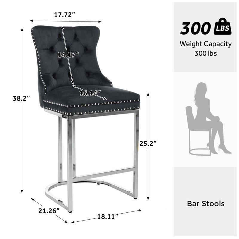 Tabouret de bar 26 po Katrisha, 4, Noir, noir, noir, noir
