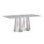Table de salle à manger en marbre pour 6 personnes, table de salle à manger rectangulaire en faux marbre 70 po avec base en acier inoxydable à finition miroir, table de cuisine moderne en marbre de grande taille (argent, gris)-769357406-769357379
