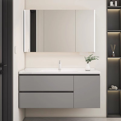 Simple modern gray bathroom cabinet