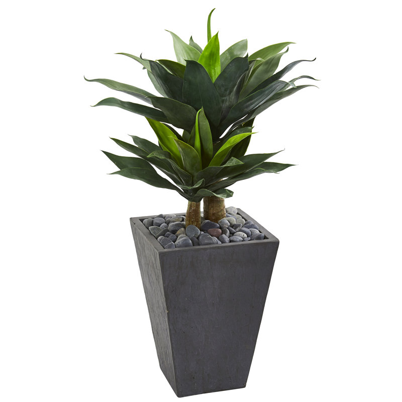 Double succulent agave artificiel en pot de fleurs