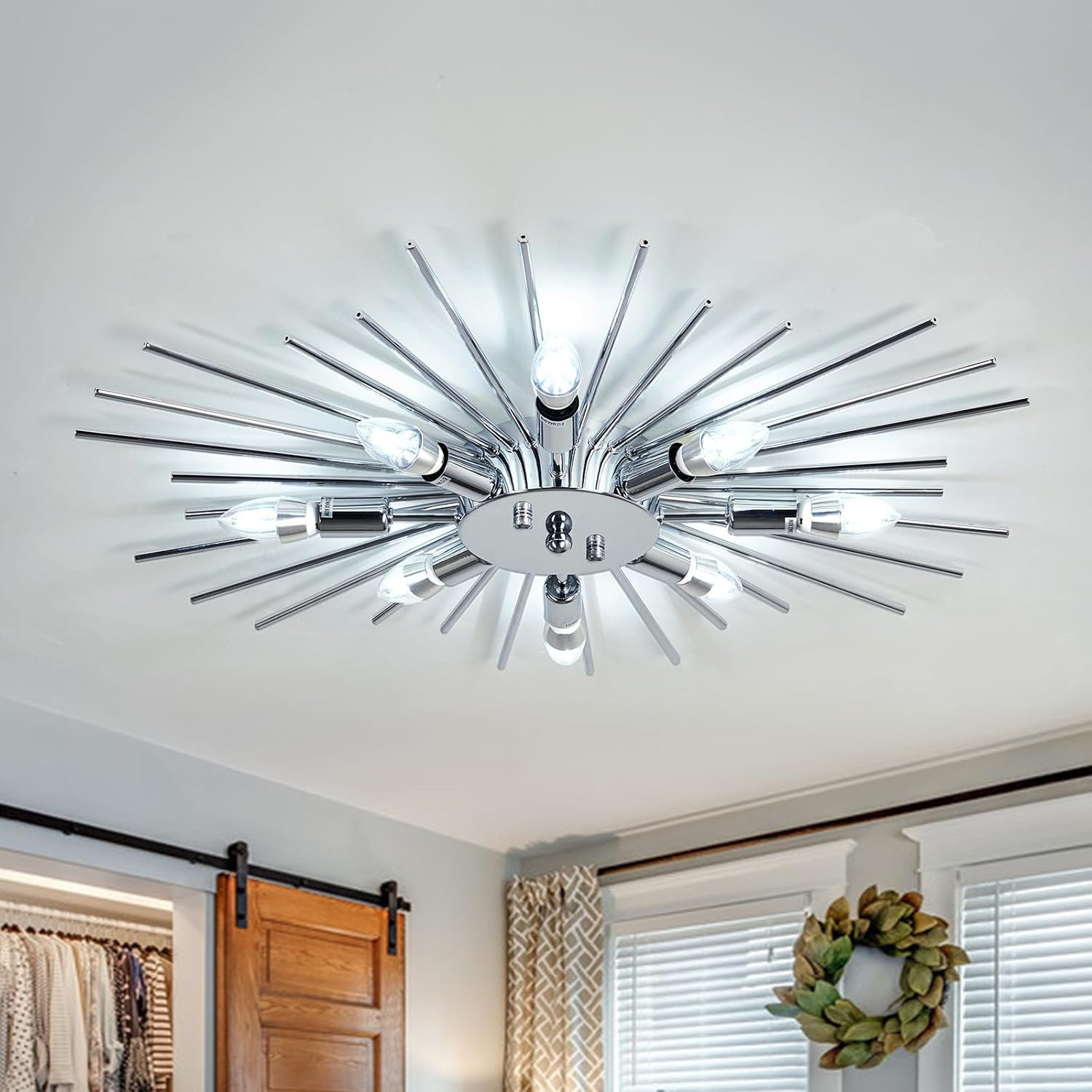 Anomil Semi Flush Mount 8 Light Ceiling Light Modern Metal Ceiling ...