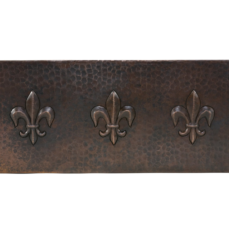 33" Hammered Copper Apron Front Single Basin Kitchen Sink w/ Fleur De Lis