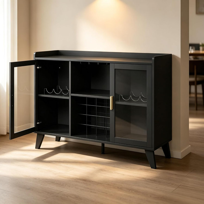 Meuble-bar à vin industriel avec éclairage DEL et rangement pour le vin