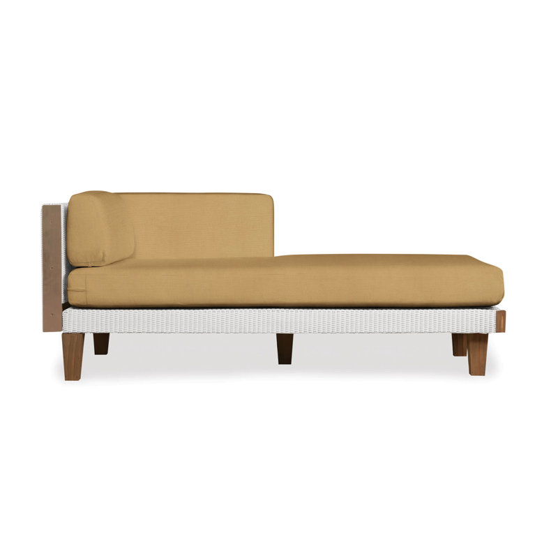 Catalina Outdoor Teak Chaise Lounge, Callen Pearl, White