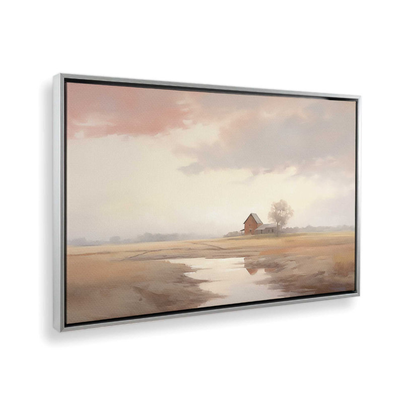 Impression sur toile Peaceful Countryside Reflections, Encadrement argenté, H 32,75 po x l 48,75 po x P 1,75 po