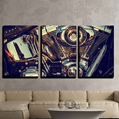 Industrial Machinery " Close Up Of A High Power Motorcycle Car " 3 - Pieces