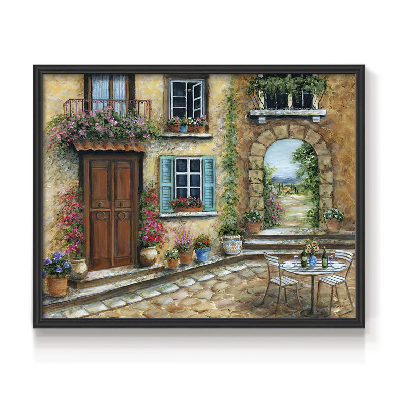 Cour toscane - impression encadrée - réversible, H 22 po x l 28 po, Noir, noir, noir, noir