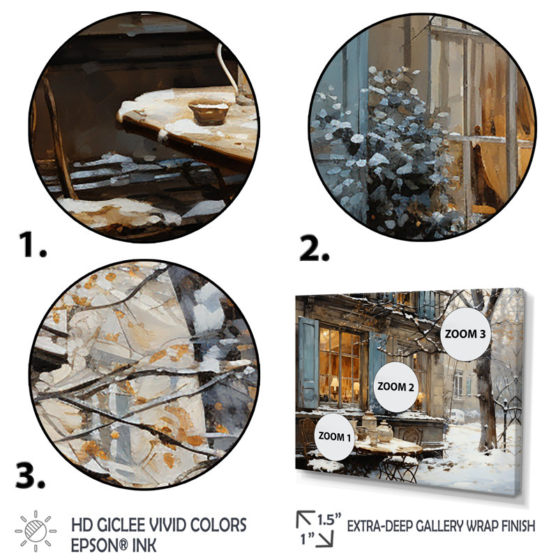 «Paris City Tower Winter Winter Charm II», art mural de la ville de Paris, Cadre flottant doré, H 24 po x l 32 po x P 1 po