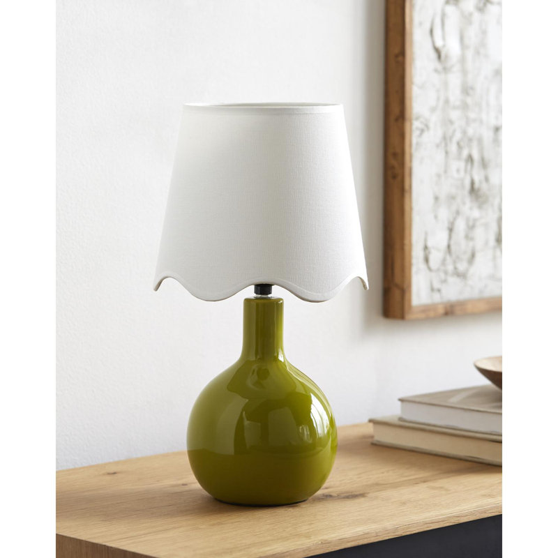 Maura Accent Table Lamp, 15"H x 9"W x 9"D, White, Green