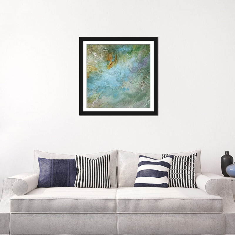 « pastel currents ii », reproduction de peinture à l’acrylique sur toile tendue, H 16 po x l 16 po x P 1 po, Blanc
