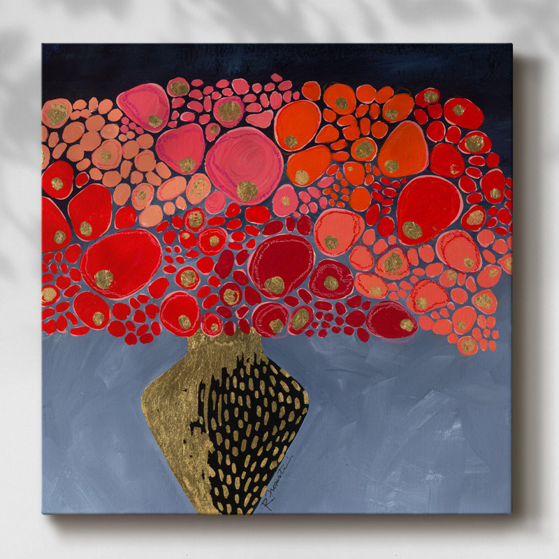 Coquelicots rouges sur toile, H 32 po x l 32 po x P 1,5 po