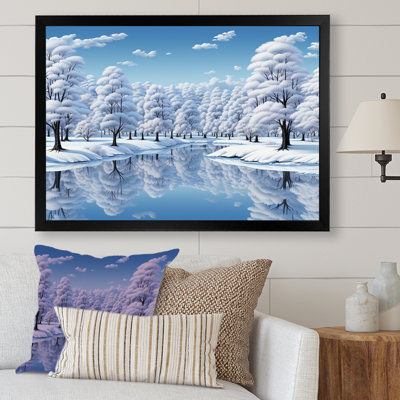 Snowy Lake Winter Photo Landscape - Art mural paysage d'hiver