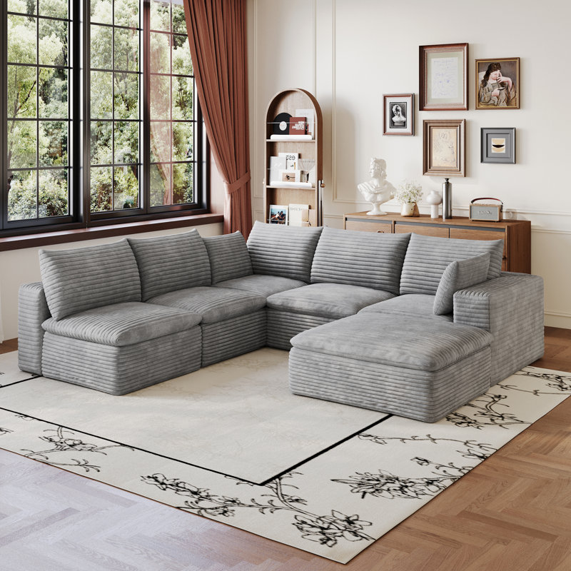 Compression Cloud Sofas, 98.5 Inch Corduroy Modular Modern Home Couch
