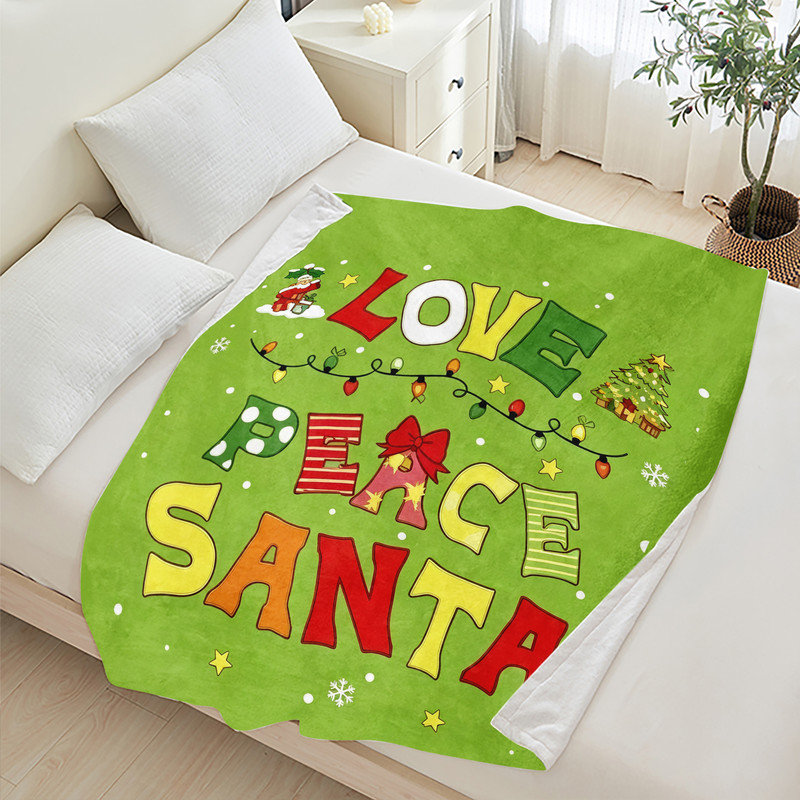 Throw Blanket, «Love Peace Santa»