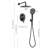 10 inch Round Shower System with 3 Setting Handheld, Rainfall Shower Head, All-In-One Kit with Rough-in Valve