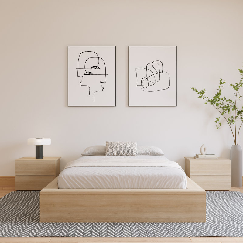 Hamdija Platform Bed, Natural Oak, Full