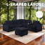 Canapé modulaire en L modulaire avec console USB et repose-pieds cocktail-489937446