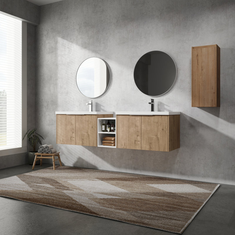 Meuble-lavabo moderne 72 "avec lavabo et armoire latérale - Elegant Furniture Cabinetry, 72"
