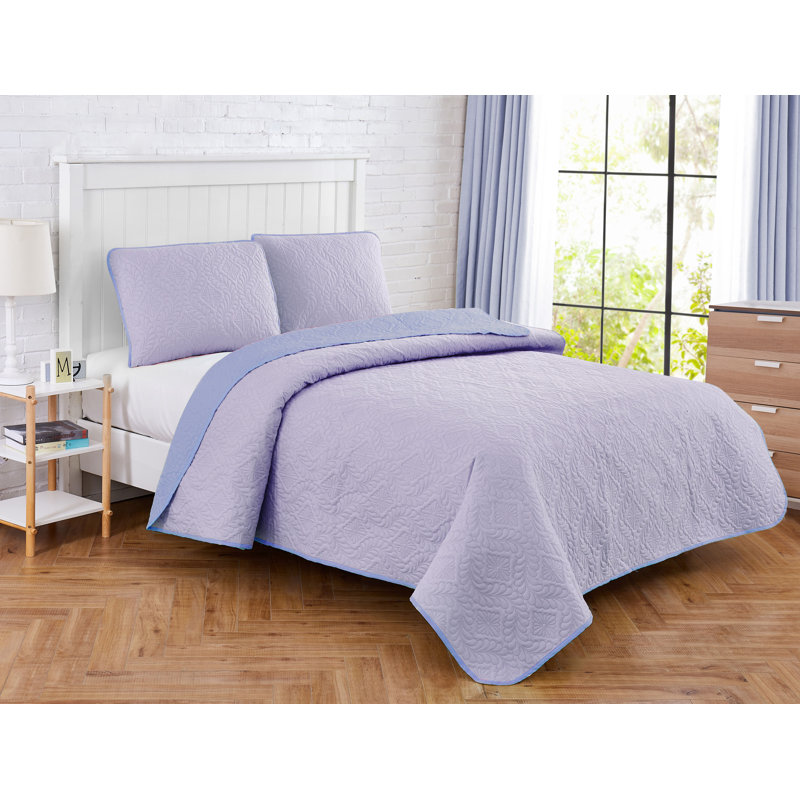 Kiran Reversible Quilt Set, Lavender, Twin Quilt + 1 Sham