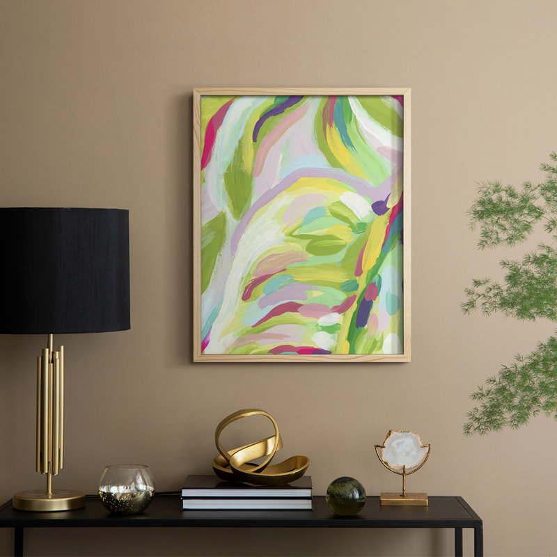 Impression encadrée Bright Tropical Abstraction IV - bois massif, Naturel, H 11 po x l 9 po