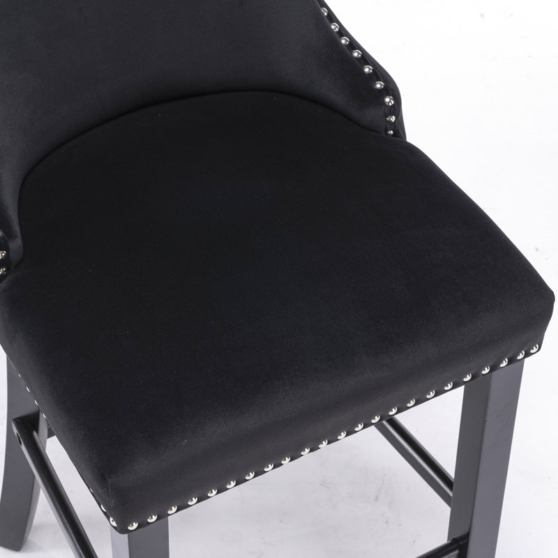 Velours rembourré avec capitonnage à boutons, garniture et pieds en bois, pour garniture de pieds décoratifs de bar, chaises