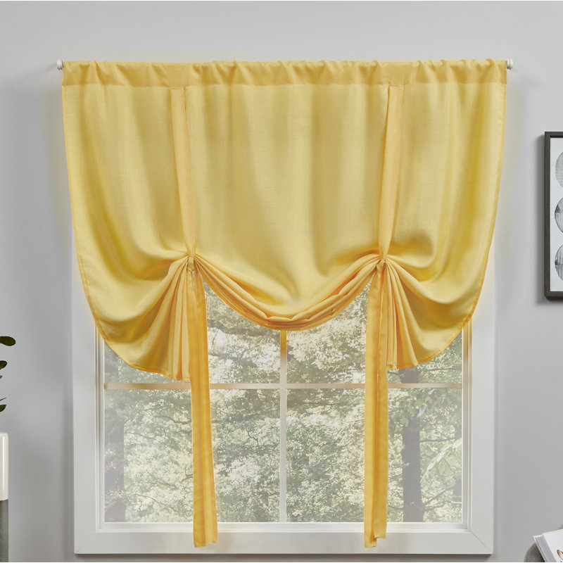 Exclusive Home Loha Light Filtering Rod Pocket Tie Up Shade, Yellow