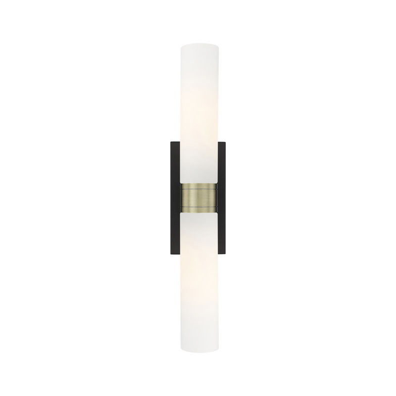 Amalle - 2 Light 11" Wall-mounted Bath Vanity Light, Black Antique Brass, White
