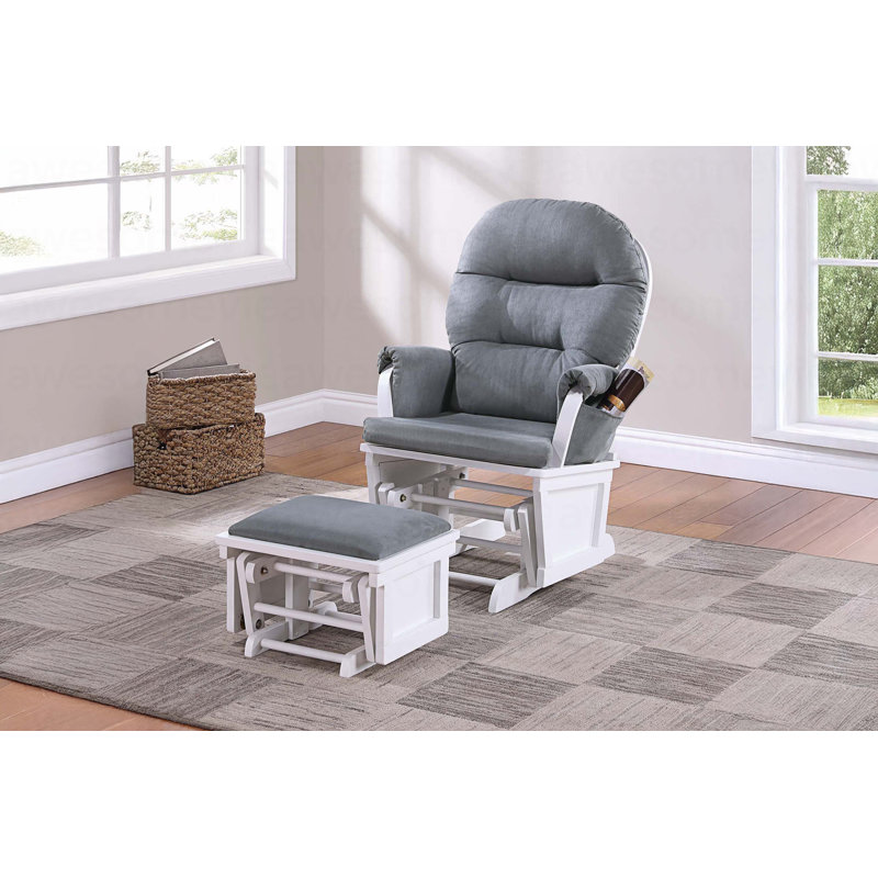 Fauteuil oscillant avec repose-pieds en microfibre gris, Blanc, Gris foncé