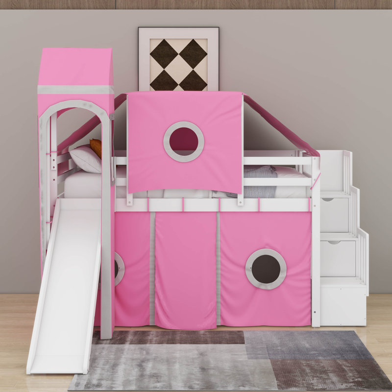 Lit mezzanine simple avec tente et tour