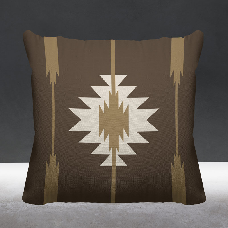 Coussin décoratif intérieur / extérieur Jolon Southwestern, 15 po x 15 po, Beige, Carré