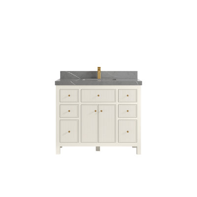 Sonoma 42 In. W X 22 In. D Single Sink Bathroom Vanity In Alabaster With 2 In. Piatra Gray Quartz