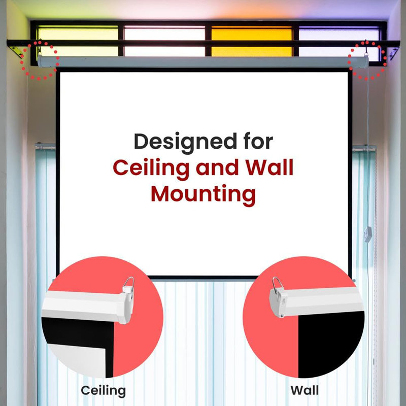 Black Manual Wall/Ceiling Mounted Projector Screen, 42.5" H x 56.6" W