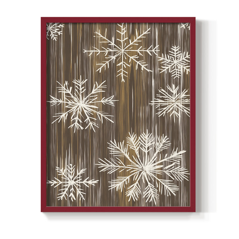 Impression de Noël des fêtes de Noël, encadré en bois massif, H 15 po x l 12 po, Rouge