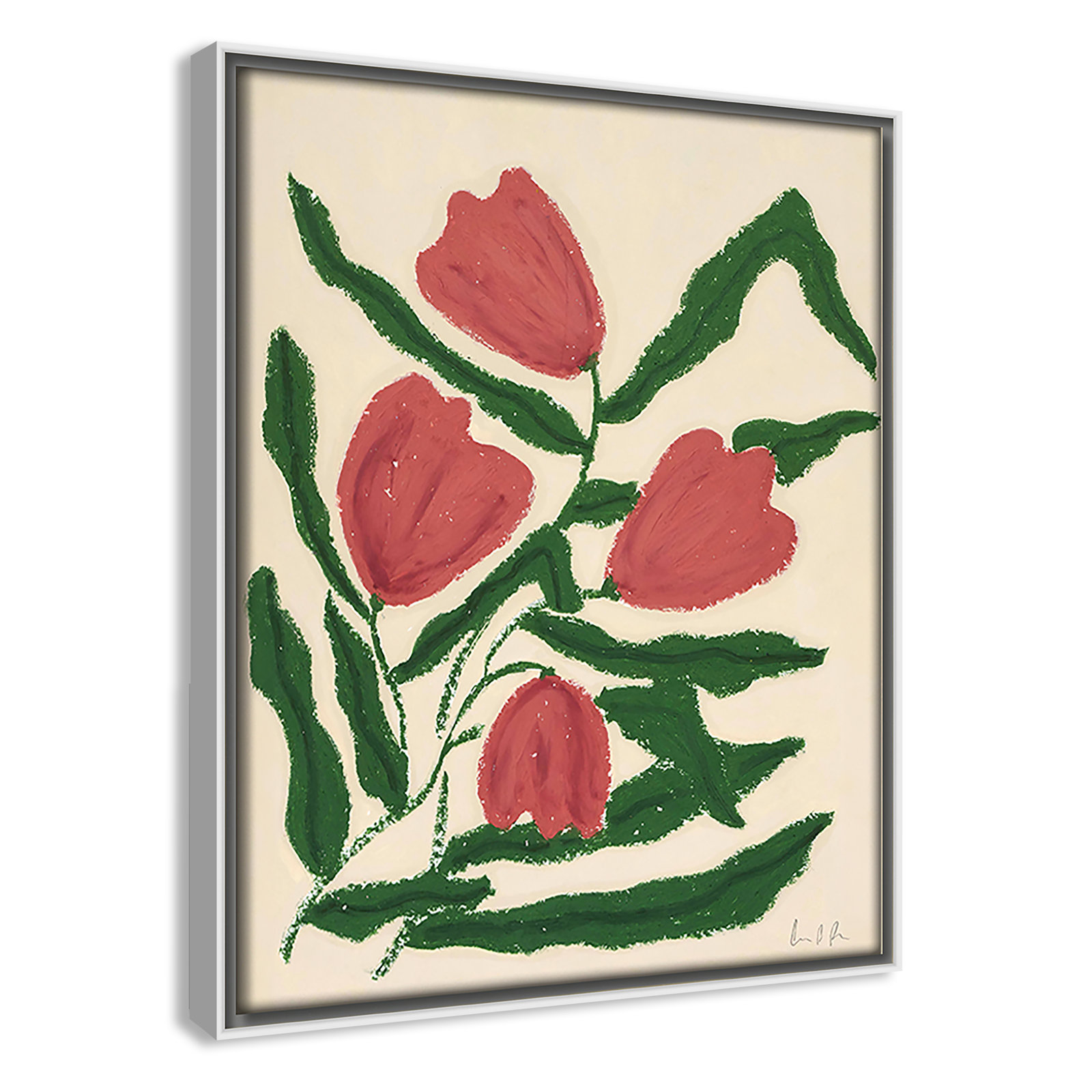 Colette "Red Tulips" Print by Camilla Bergqvist, 11.5" H x 9.5" W, White