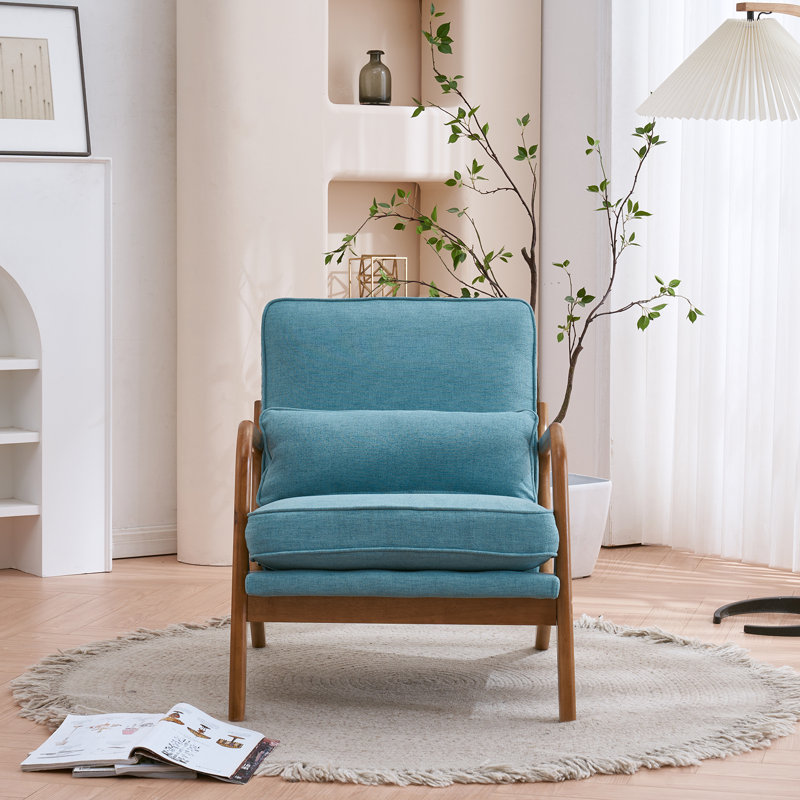 Upholstered Armchair, Teal Linen Blend