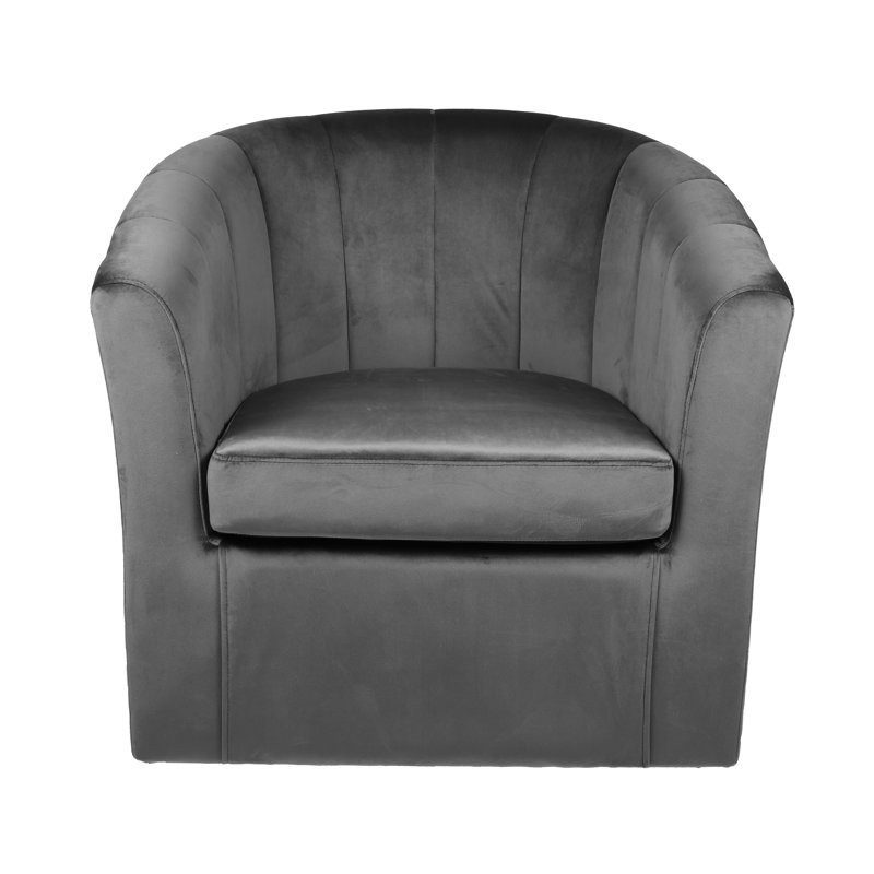 Velvet Swivel Barrel Chair, Dark Grey