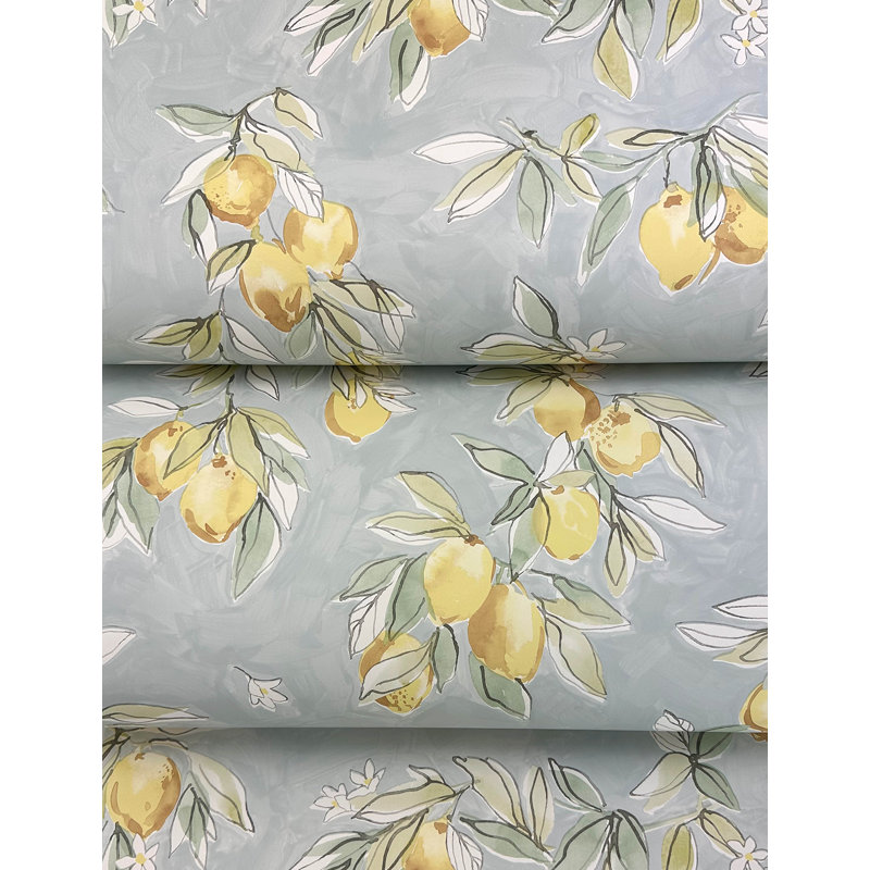 Papier peint d'agrumes Kamila Farmhouse 20,5 po de largeur 33 pi., Turquoise