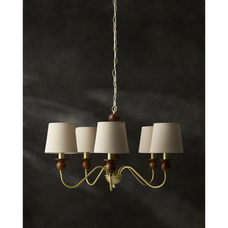 Lustre Myoshia, H 47 po x l 28 po x P 28 po, Beige, 5 lumières