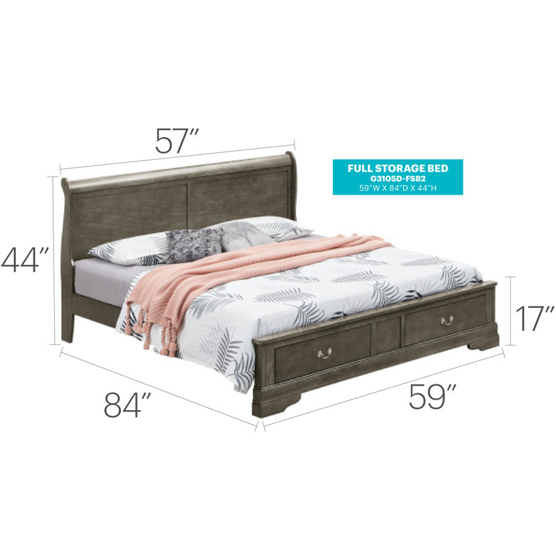 Citronelle Standard Bed, Full, Antique White